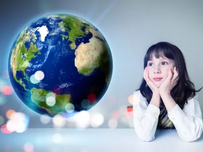 Sustainable development concept. Global network. Environmental issue. Elements of this image furnished by NASA. 3D rendering. / Foto: Metamorworks