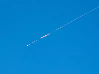 A projectile launched from Iran heads towards Israel, amid the U.S.-Israeli conflict with Iran, as seen from Ramallah, in the Israeli-occupied West Bank, March 25, 2026. REUTERS/ Mohammed Torokman