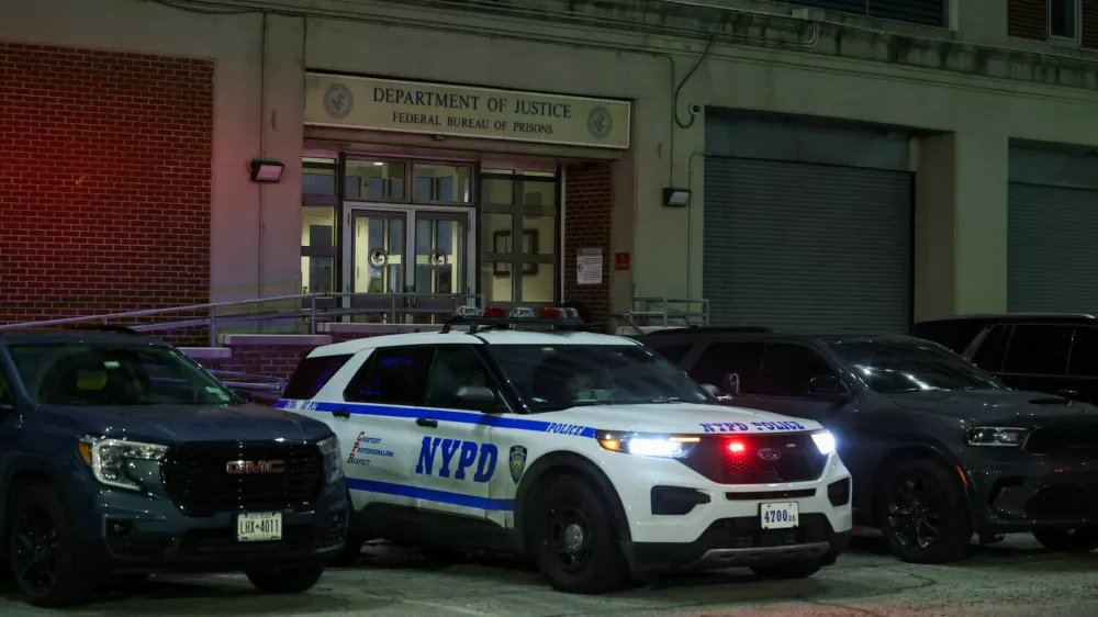 A police vehicle is parked outside Brooklyn's Metropolitan Detention Center, where ousted Venezuelan President Nicolas Maduro is currently held, on the day Maduro is expected to appear at a court for a hearing in a narco-terrorism case accusing him of running a cartel of Venezuelan officials that flooded the U.S. with cocaine, in New York City, U.S., March 26, 2026 REUTERS/Brendan McDermid