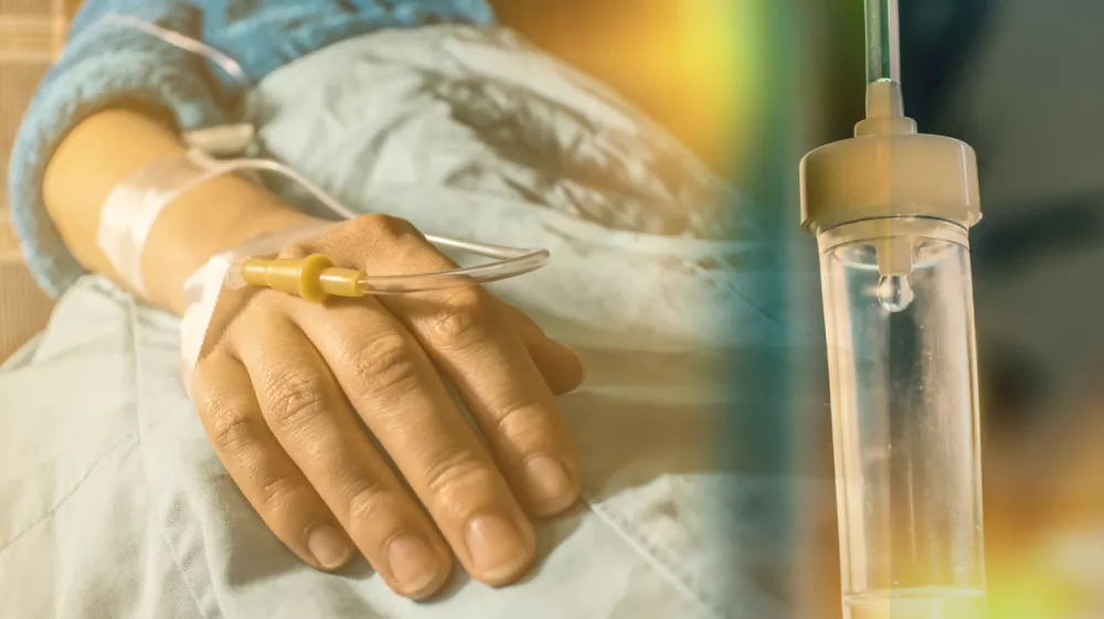 Cancer patient and perfusion drip concept cancer treatment