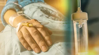 Cancer patient and perfusion drip concept cancer treatment