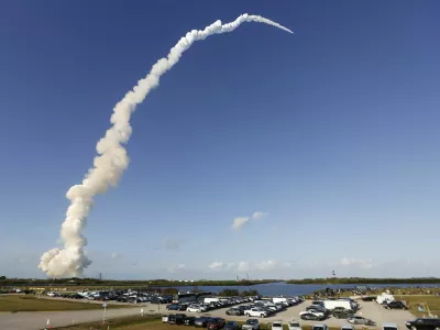 NASA's Artemis II mission to fly by the moon, comprising of the Space Launch System (SLS) rocket with the Orion crew capsule, soars into the sky from the Kennedy Space Center in Cape Canaveral, Florida, U.S., April 1, 2026. REUTERS/Joe Skipper