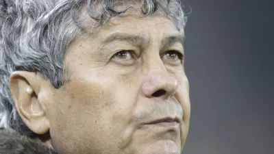 Mircea Lucescu coach of Shakhtar Donetsk prior to the Champions League group H soccer match against Sporting Braga at the Donbass Arena stadium in Donetsk, Ukraine, Wednesday, Dec. 8, 2010. (AP Photo/ Efrem Lukatsky)