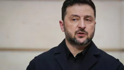 Ukraine's President Volodymyr Zelensky delivers a speech during a joint press conference with France's President Emmanuel Macron, in Paris, March 13, 2026. LUDOVIC MARIN/Pool via REUTERS