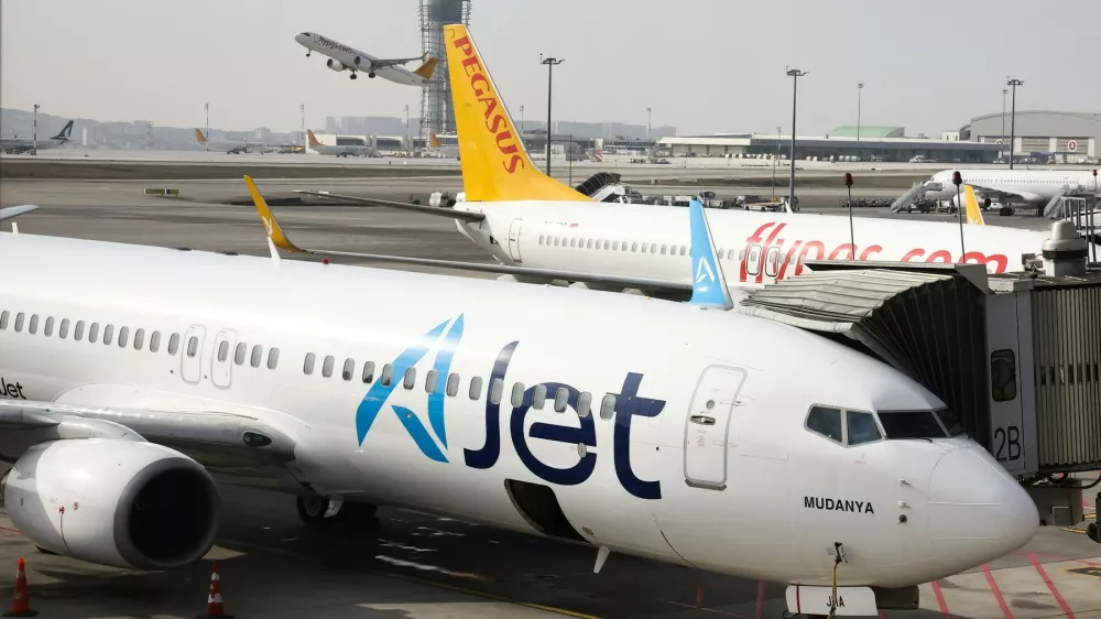 Pegasus Airlines and AJet planes is seen at Sabiha Gokcen International Airport in Istanbul, Turkiye on March 1, 2025.Turkish Budget Airlines, Istanbul, Turkey - 01 Mar 2025,Image: 971604570, License: Rights-managed, Restrictions:, Model Release: no / Foto: Profimedia