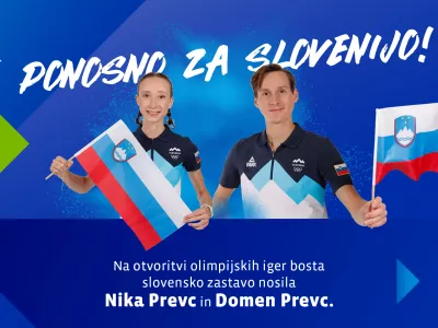 Nika in Domen Prevc bosta v petek v Predazzu nosila slovensko zastavo. 
