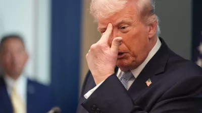 President Donald Trump speaks with reporters in the James Brady Press Briefing Room at the White House, Monday, April 6, 2026, in Washington. (AP Photo/Alex Brandon)