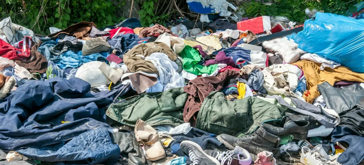 Pile of old clothes and shoes dumped on the grass as junk and garbage, littering and polluting the environment / Foto: Srdjanns74