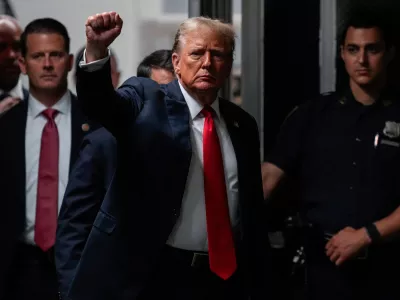 FILE - Former President Donald Trump returns from a lunch break at Manhattan Criminal Court, May 28, 2024, in New York. (AP Photo/Julia Nikhinson, Pool, File)