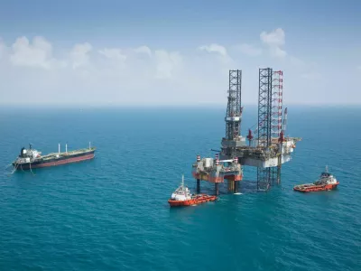 Offshore oil rig drilling gas platform in the gulf of Thailand