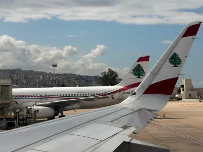 FILE PHOTO: A view of Lebanese Middle East Airlines airplanes on the tarmac at Beirut-Rafic Hariri International Airport, amid flight cancellations and escalating hostilities between Israel and Hezbollah, as the U.S.-Israeli conflict with Iran continues, in Beirut, Lebanon, March 31, 2026. REUTERS/Amr Abdallah Dalsh/File Photo