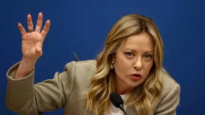 FILE PHOTO: Italy's Prime Minister Giorgia Meloni attends her end-of-year press conference in Rome, Italy, January 9, 2026. REUTERS/Vincenzo Livieri/File Photo