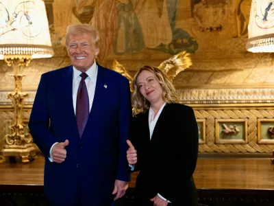 U.S. President-elect Donald Trump meets with Italian Prime Minister Giorgia Meloni at Mar-a-Lago in Palm Beach, Florida, U.S. January 4, 2025. Italian Government/Handout via REUTERS THIS IMAGE HAS BEEN SUPPLIED BY A THIRD PARTY. NO RESALES. NO ARCHIVES. MANDATORY CREDIT.