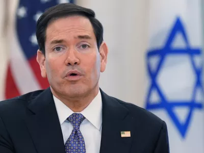 Secretary of State Marco Rubio speaks during a meeting of diplomatic talks with ambassadors of Lebanon and Israel at the State Department in Washington, Tuesday, April 14, 2026. (AP Photo/Jacquelyn Martin)