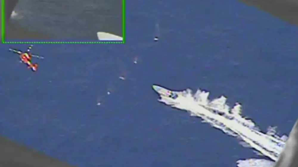 *VIDEO AVAILABLE: info@covermg.com*This is the incredible moment the U.S. Coast Guard took out a drug smuggling boat's engine with a bullet. Footage shows warning shots strafing across the water in front of the fast-moving boat in the Eastern Pacific Ocean, before a marksman disabled the vessel's engine. It is thought that the warning shots from the helicopter would have been fired with a mounted M240 machine gun, while the disabling round would have come from a precision rifle. The scenes are among highlights of the Coast Guard Cutter Stratton patrol boat as it returned to Coast Guard Island on 29 June after a 94-day counter-drug patrol in the Eastern Pacific Ocean. During the tour, The crew detected and interdicted five suspected drug smuggling vessels, detained 14 suspected drug smugglers and seized over 6,000 pounds of cocaine worth an estimated $113 million. The Stratton's advanced capabilities include a small unmanned aircraft system, an attached Helicopter Interdiction Tactical Squadron MH-65 helicopter and aircrew, and an embarked Law Enforcement Detachment from the Pacific Tactical Law Enforcement Team. On June 27, Stratton's crew offloaded 3,720 pounds of marijuana seized in known drug-transit zones in early June by Coast Guard and U.S. Navy assets. The contraband and five suspected drug smugglers were transferred to the Department of Justice officials in San Diego for prosecution. Stratton's deployment began in late March as part of U.S. Southern Command's enhanced counter-narcotics operations in the Western Hemisphere to disrupt the flow of drugs in support of Presidential National Security Objectives.Where: East Pacific OceanWhen: 09 Jul 2020Credit: USCG/Cover Images**Editorial use only*VIDEO AVAILABLE: info@covermg.com***