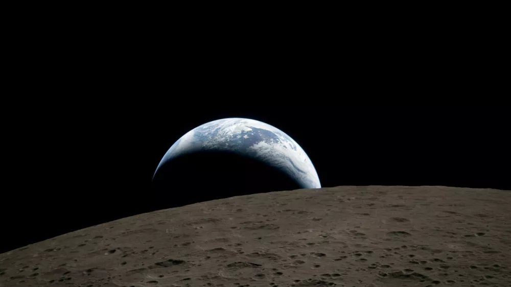 FILE PHOTO: A view of Earth, partially hidden behind the Moon, captured through the Orion spacecraft window at 6:41 p.m. EDT (22:41 GMT) April 6, 2026, during the Artemis II crew's flyby of the Moon and obtained by Reuters on April 7, 2026. According to the image file data the picture was taken with a Nikon D5 camera and 400mm lens.   NASA/Handout via REUTERS. THIS IMAGE HAS BEEN SUPPLIED BY A THIRD PARTY/File Photo/File Photo