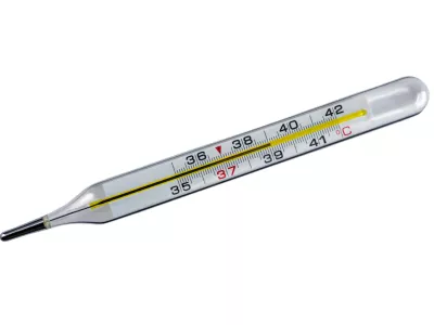 Thermometer with high temperature isolated on a white background