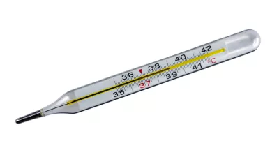Thermometer with high temperature isolated on a white background