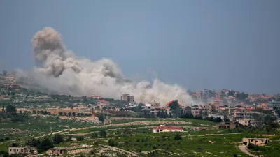 Smoke rises on the Lebanese side of the Israel-Lebanon border following an explosion, after a 10-day ceasefire between Lebanon and Israel went into effect, as seen from Israel, April 17, 2026. REUTERS/Florion Goga