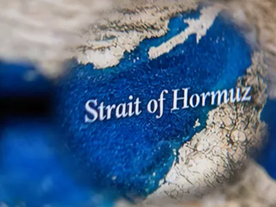 FILE PHOTO: Strait of Hormuz map is seen in this illustration taken April 15, 2026. REUTERS/Dado Ruvic/Illustration/File Photo