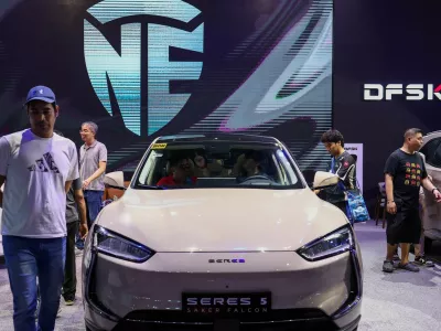 PASAY CITY, METRO MANILA, PHILIPPINES - APRIL 11: A SERES 5 SAKER FALCON electric vehicle developed by Chinese automotive brand SERES is on display, during the International Auto Show, in Pasay City, Metro Manila, Philippines, on April 11, 2026. Global markets have seen consumers turning to electric and new energy vehicles, with China-based brands such as BYD, Geely, and Xiaomi taking dominance in Asia and expanding rapidly in Europe. According to researches, Chinese EV market dominance over major Western brands like Tesla or BMW is attributed to their lower costs, faster production and more advanced technologies. Daniel Ceng / Anadolu,Image: 1090175341, License: Rights-managed, Restrictions:, Model Release: no