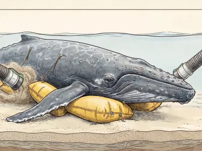 Pod kita naj bi namestili posebne blazine in ga ponesli proti odprtemu morju. / Foto: Google Gemini