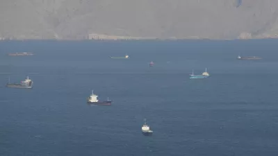 Ships and tankers in the Strait of Hormuz off the coast of Musandam, Oman, April 18, 2026. REUTERS
