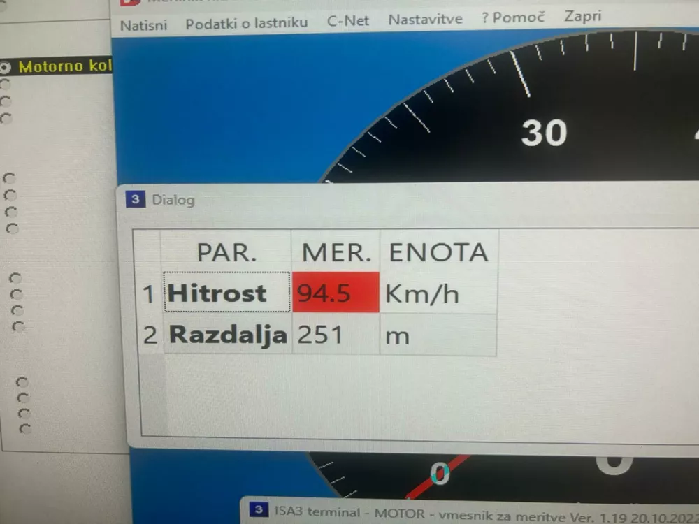 Dejanska izmerjena hitrost. / Foto: Pu Ljubljana