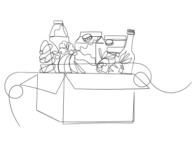 continuous line drawing food in cardboard illustration / Foto: Sutarlan Sutarlan Getty Images