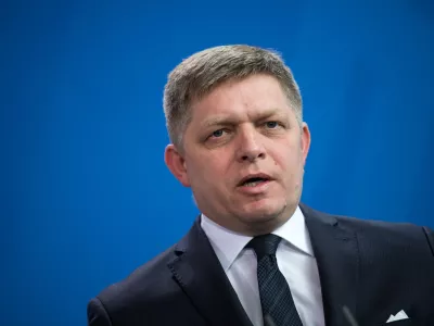 FILED - 03 April 2017, Berlin: Slovak Prime Minister Robert Fico speaks during a press conference in Berlin. Photo: Bernd von Jutrczenka/dpa