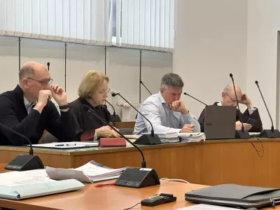 Celje, celjsko okrozno sodisce.Tozilstvo je danes za prvoobtozenega nekdanjega direktorja Tesa Urosa Rotnika glede merilnikov Tesa predlagalo dve leti in dva meseca zapora ter 80.000 evrov denarne kazni.Nekdanji vodja elektro sluzbe Tesa Bojan Bresar, njegova zagovornica Branka Zobec Hrastar, nekdanji direktor Tesa Uros Rotnik in njegov zagovornik Mitja Jelenic Novak.