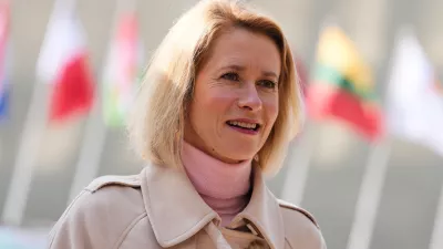 European Union foreign policy chief Kaja Kallas arrives for a meeting of EU foreign ministers at the European Council building in Luxembourg, Tuesday, April 21, 2026. (AP Photo/Virginia Mayo)