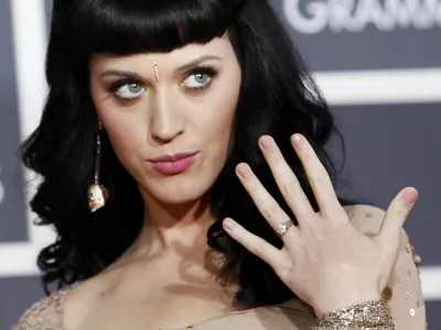 Nominee Katy Perry poses on the red carpet at the 52nd annual Grammy Awards in Los Angeles January 31, 2010.   REUTERS/Mario Anzuoni (MUSIC-GRAMMYS/ARRIVALS) (UNITED STATES - Tags: ENTERTAINMENT)
