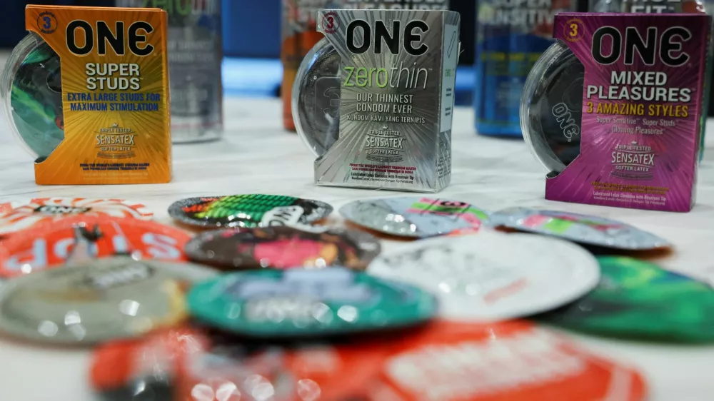 ONE condoms by Karex on display in Petaling Jaya, Malaysia April 21, 2026. REUTERS/Hasnoor Hussain