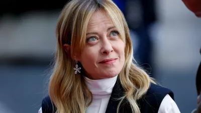 Italian Prime Minister Giorgia Meloni reacts as she waits for the arrival of Kenya's President William Ruto at Chigi Palace, in Rome, Italy, April 20, 2026. REUTERS/Remo Casilli
