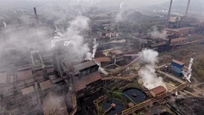 19.11.2024., Zenica, Bosna i Hercegovina - Pogled iz zraka na postrojenja Zeljezare Zenica i ArcelorMittal. Zenica je jedan od najzagadjenijih gradova svijeta. Photo: Armin Durgut/PIXSELL