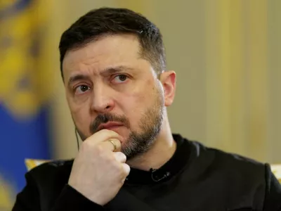 FILE PHOTO: Ukraine's President Volodymyr Zelenskiy looks on during an interview with Reuters, amid Russia's attack on Ukraine, in Kyiv, Ukraine March 25, 2026. REUTERS/Valentyn Ogirenko/File Photo