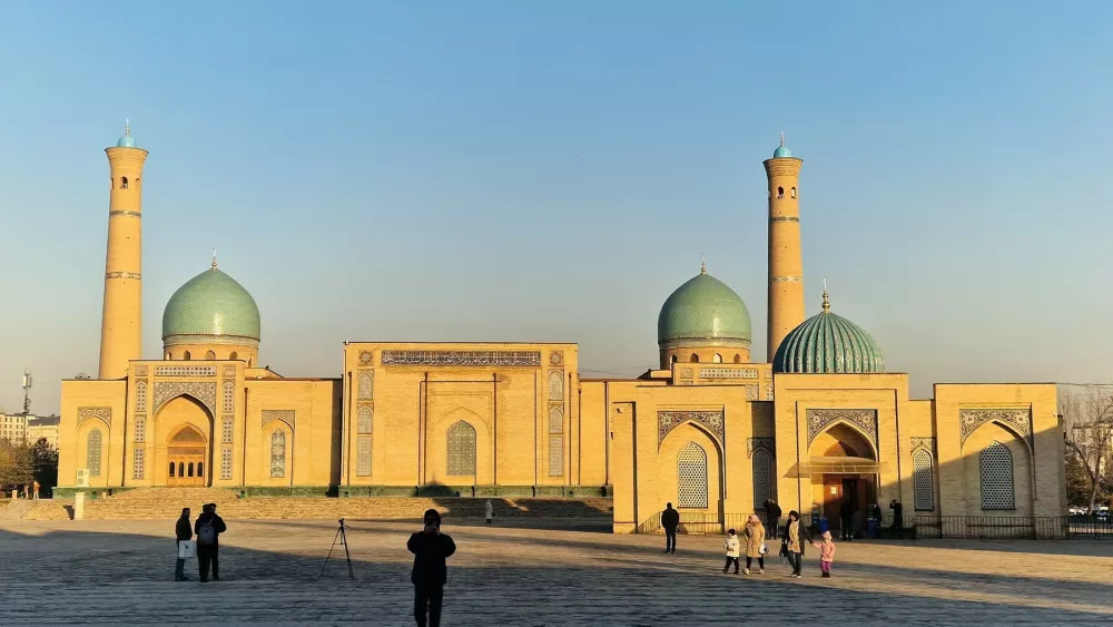 TASHKENT, UZBEKISTAN - JANUARY 10: A general view of Hazrati Imam Complex as the city stands out with its historical mosques and madrasas in Tashkent, Uzbekistan on January 10, 2025. The complex consists of the Moʻyi Muborak madrasa, the Qaffol Shoshi mausoleum, the Baroqxon Madrasa, the Hazrati Imam mosque, the Tillashayx mosque, and the Imam al-Bukhari Islamic Institute. Bahtiyar Abdulkerimov / Anadolu/ABACAPRESS.COM,Image: 953429525, License: Rights-managed, Restrictions:, Model Release: no