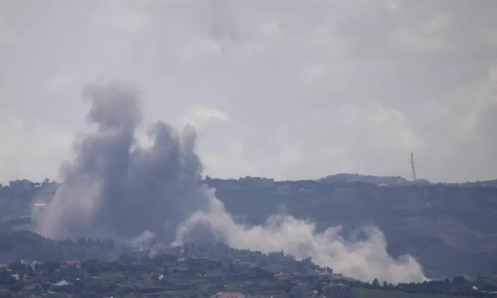Smoke rises following an explosion in southern Lebanon, near the Israel-Lebanon border, as seen from northern Israel, April 27, 2026. REUTERS/Shir Torem REFILE - QUALITY REPEAT