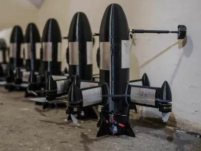 P1-Sun FPV interceptor drones near the frontline, amid Russia's attack on Ukraine, in Donetsk region, Ukraine April 26, 2026. REUTERS/Serhii Korovainyi