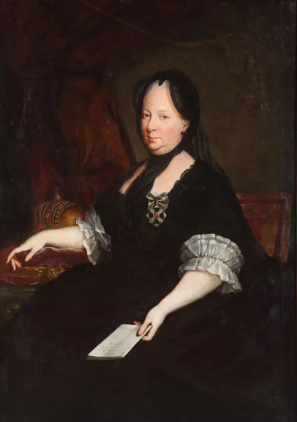 Marija Terezija kot vdova (1772) na sliki Antona von Marona, ki jo hrani Pokrajinski muzej Ptuj. / Foto: Wikipedija
