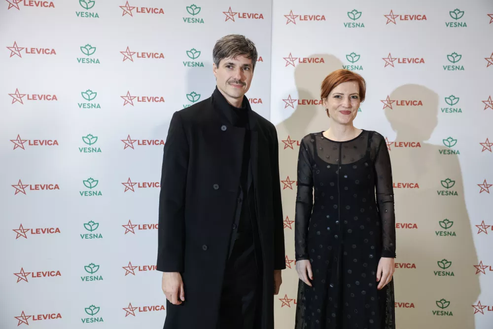 Luka Mesec, Asta VrečkoLevica in Vesna- 22.03.2026 - Volitve v državni zbor 2026//FOTO: Jaka Gasar
