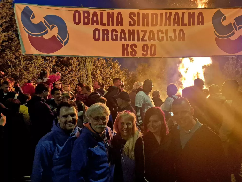 Kresovanje Markovec 2026Na fotki skrajno desno sindikalist Damjan Volf, drugi z leve Jadran Čalija, predsednik KS Koper-center, ex sindikalist.