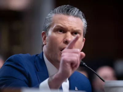 Secretary of Defense Pete Hegseth testifies before the Senate Armed Services Committee, on Capitol Hill, in Washington, Thursday, April 30, 2026. (AP Photo/Cliff Owen)