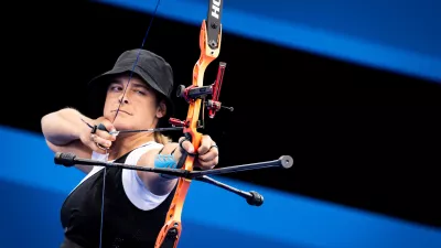 Ziva Lavrinc of Team Slovenia competes during the Women's Individual Recurve Open Quarterfinals match against Selengee Demberel of Team Mongolia on day six of the Paris 2024 Summer Paralympic Games at Esplanade Des Invalides on September 03, 2024 in Paris, France. Photo by Vid Ponikvar / Sportida