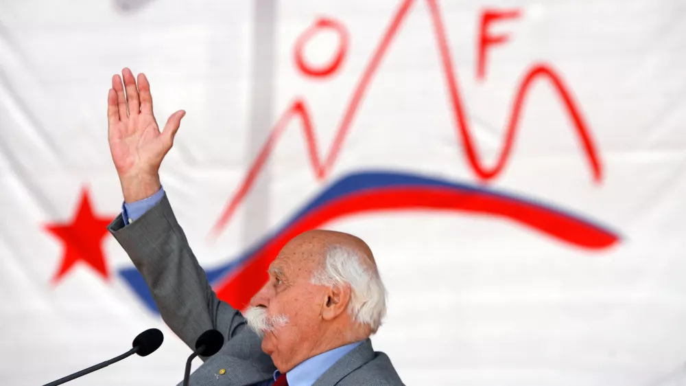 predsednik Zveze združenj borcev (ZZB) za vrednote NOB Slovenije Janez Stanovnik  - proslava - državni praznik 27. april Dan upora proti okupatorju - Zveza združenj borcev NOB Slovenije zbrali sredstva in organizirali vseslovensko proslavo, ker je Vlada zaradi varčevanja odpovedala državno proslavo    //FOTO: Bojan Velikonja
