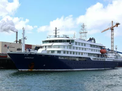 An archive image of the cruise ship Hondius, in Vlissingen, Netherlands May 17, 2025. The MV Hondius, a Netherlands-based cruise ship, was hit by a suspected outbreak of hantavirus, authorities and media reports said on May 3, 2026. IMAGE OBTAINED BY REUTERS/Handout via REUTERS  THIS IMAGE HAS BEEN SUPPLIED BY A THIRD PARTY NO RESALES. NO ARCHIVES.    TPX IMAGES OF THE DAY    VERIFICATION: - Reuters confirmed the location from the shipyard, signage and fuel depot which matched file and satellite images. - Coordinates of the shipyard: 51.461283930722175, 3.6998162498897433. - The date when the pictures were taken was verified by original file metadata.