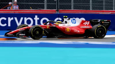 May 3, 2026; Miami Gardens, FL, USA; Ferrari driver Lewis Hamilton (44) during the Crypto.com Miami Grand Prix at Miami International Autodrome. Mandatory Credit: Nathan Ray Seebeck-Imagn Images