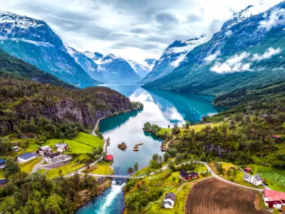 Beautiful Nature Norway natural landscape aerial photography.