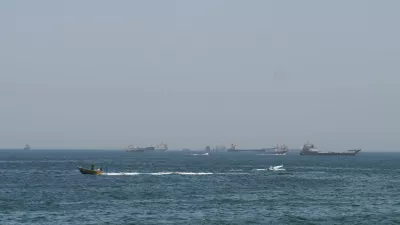 Ships and boats in the Strait of Hormuz, Musandam, Oman, May 4, 2026. REUTERS/Stringer